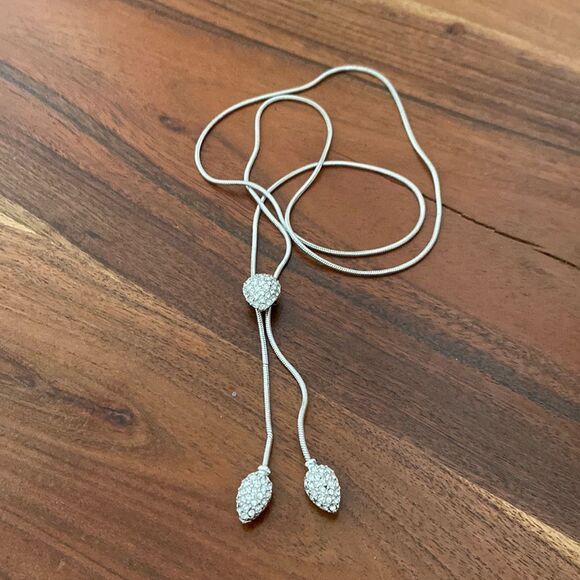 Kate Spade Women’s Necklace Adjustable Silver Gumdrop Faux Diamond - Picture 1 of 5